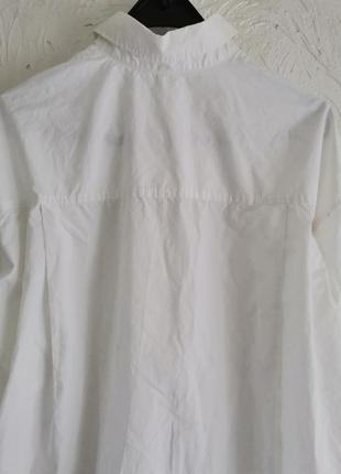 Батальная хлопковая белая оверсайз рубашка туника4 фото
