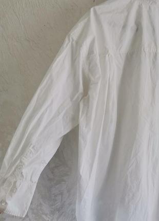 Батальная хлопковая белая оверсайз рубашка туника8 фото