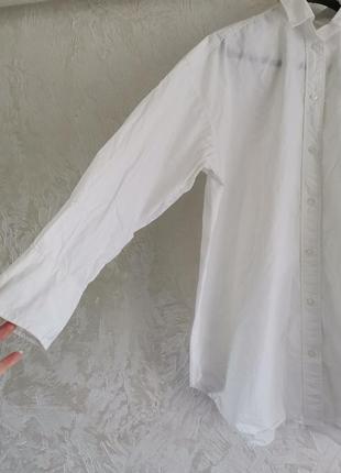 Батальная хлопковая белая оверсайз рубашка туника9 фото