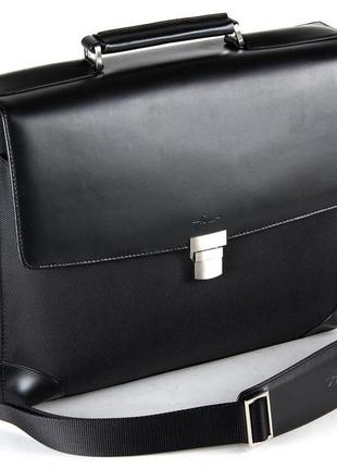 Діловий портфель зі шкіри та нейлону fouquet nbc-1002m чорний
