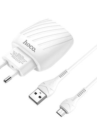 Адаптер зарядний пристрій hoco micro usb cable c78a 2usb 2.4a