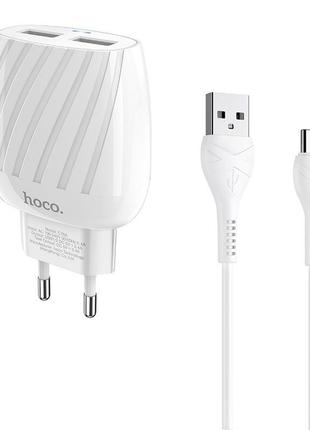 Адаптер зарядний пристрій hoco type-c cable c78a 2usb 2.4a