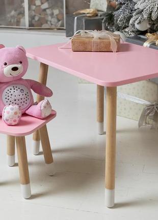 Детский  прямоугольный стол и стул детский медвежонок. столик розовый детский код/артикул 115 444123 фото