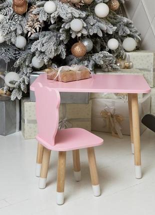 Детский  прямоугольный стол и стул детский медвежонок. столик розовый детский код/артикул 115 444122 фото
