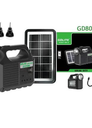 Ліхтар powerbank портативний gd 8017 mkii із сонячною панеллю та 3 лампами2 фото