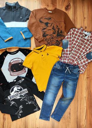 Великий пакет одягу на хлопчика 7-8 років 122-128 см реглан лонгсліви сорочка джинси