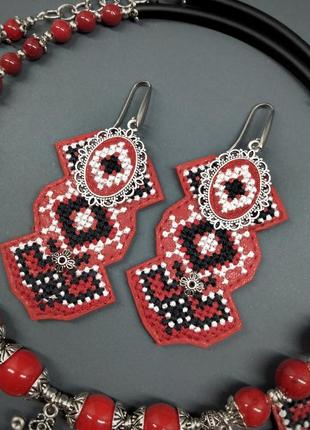 Кольє та кульчики барви. пектораль. сет прикрас2 фото