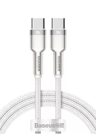 Кабель baseus cafule metal type-c to type-c 100w 100см белый
