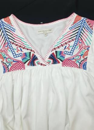 Натуральная блуза с вышивкой цветы3 фото
