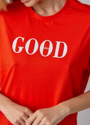 Трикотажная футболка с надписью good vibes2 фото