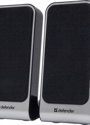 Акустическая система 2.0 defender spk-225 2вт пластик usb/3.5 мм черно-серебристая