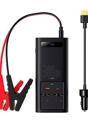 Автомобільний перетворювач напруги baseus gbt power inverter 2soc/1usb/type-c 300w/40a 220v cn/eu cgnb010101