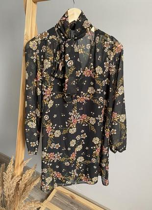 Блузка туніка подовжена блуза в квітковий принт1 фото
