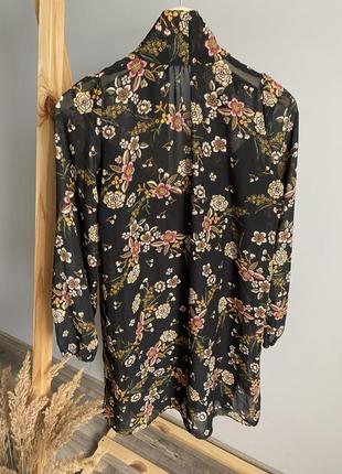 Блузка туніка подовжена блуза в квітковий принт4 фото