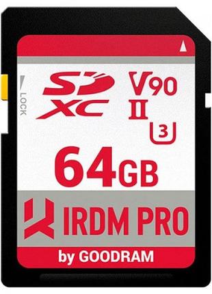 Карта памяти sd goodram irp-s9b0-0640r11 secure digital 64гб irdm pro sdxc v90 uhs-ii u3 retail
