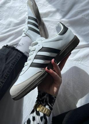 Кроссовки adidas samba white black белые женские2 фото