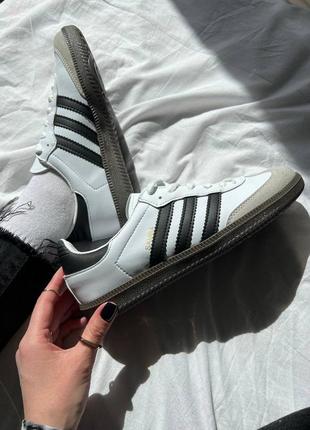 Кроссовки adidas samba white black белые женские1 фото