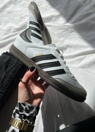 Кроссовки adidas samba white black белые женские8 фото