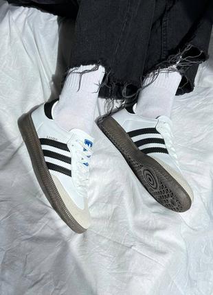 Кроссовки adidas samba white black белые женские5 фото