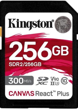 Карта памяти kingston 256gb sdxc c10 uhs-ii u3 r300/w260mb/s для профессиональных кинокамер (sdr2/256gb)