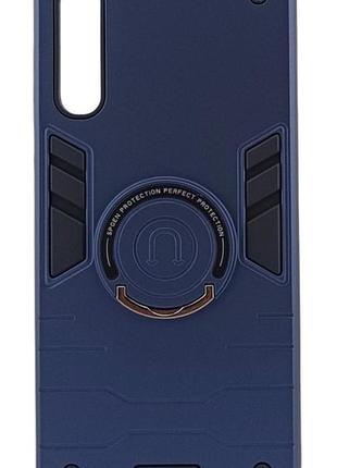 Противоударный чехол spgen ring для samsung galaxy a30s / a307 с подставкой кольцом синий