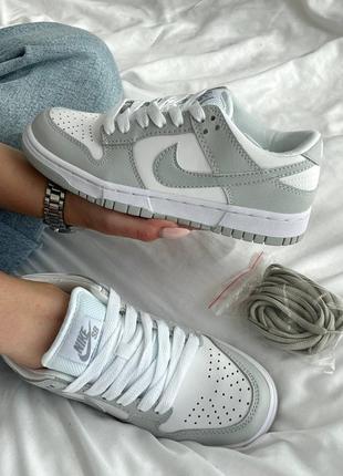 Женские кроссовки nike dunk white grey8 фото