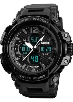 Годинник наручний чоловічий з підсвічуванням skmei 1343bk black