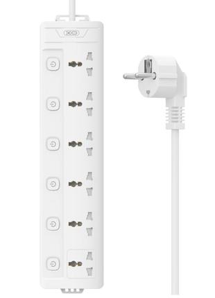 Подовжувач мережевий xo wl18 6 розеток 10a 250v 2м білий