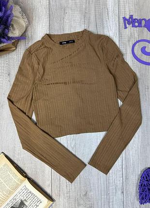 Жіночий топ sinsay з довгим рукавом світло коричневий розмір s (44)