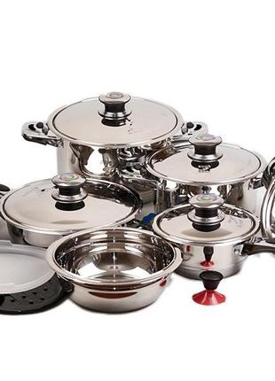 Набір посуду з нержавіючої сталі benson bn-200 (19 предметів)