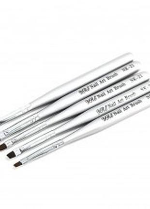 Набір пензлів 5 шт. для китайського розпису nk-21 (срібна коротка ручка)
