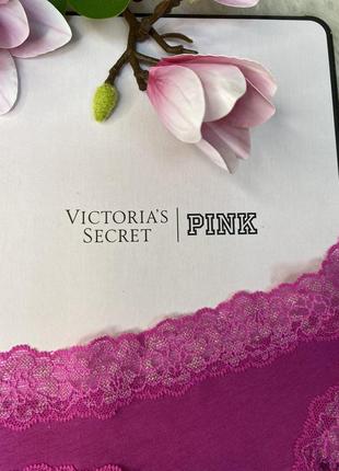 Трусики бикини victoria's secret xs s l хлопковые с кружевом розовые оригинал виктория сикрет4 фото