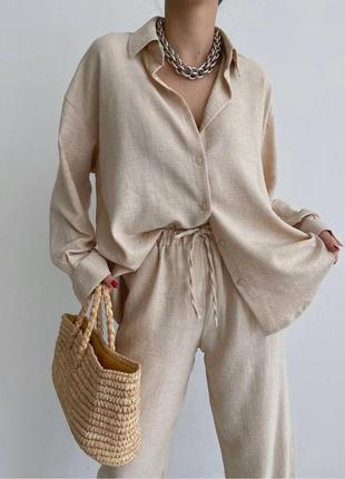 Жіночий літній легкий костюм з льону2 фото
