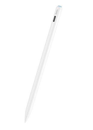 Стилус для сенсорных экранов hoco smooth series magnetic rechargeable capacitive pen for pad gm107 white