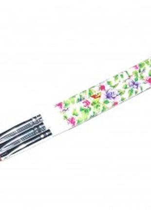 Пензель для гелю біла ручка з квітами прямий ворс no4