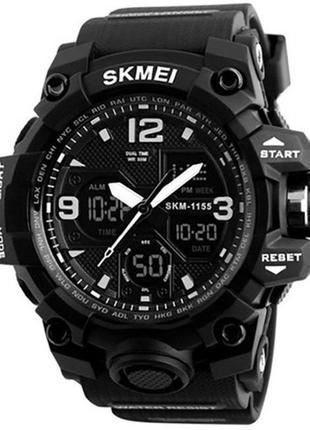Чоловічий наручний годинник skmei black 1155bbk без подарункової коробки