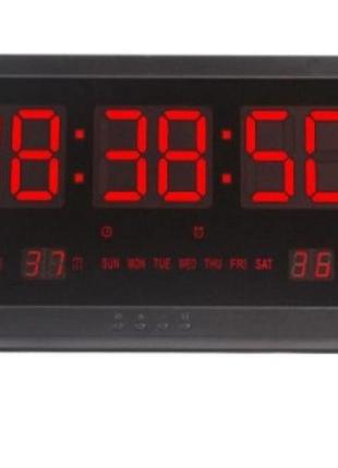 Настінний електронний годинник elite el-4825 red led з календарем і термометром (usb)