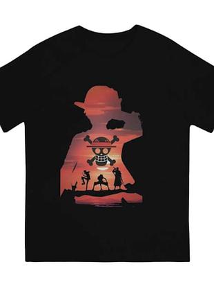 Оверсайз футболка з принтом one piece чорна s