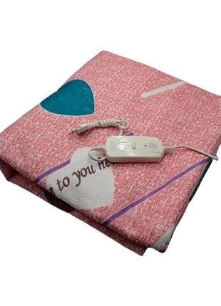 Электропростынь electric blanket 7421 150х170см розовый с сердечками
