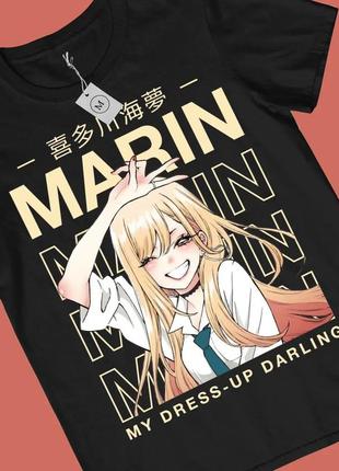 Оверсайз футболка з принтом my dress-up darling чорна s