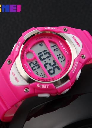 Детские наручные спортивные часы skmei 1077 (розовый)