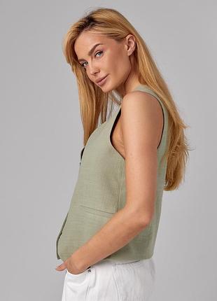 Жіночий костюмний жилет на ґудзиках - хакі цвет, s (є розміри)