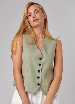 Жіночий костюмний жилет на ґудзиках - хакі цвет, s (є розміри)