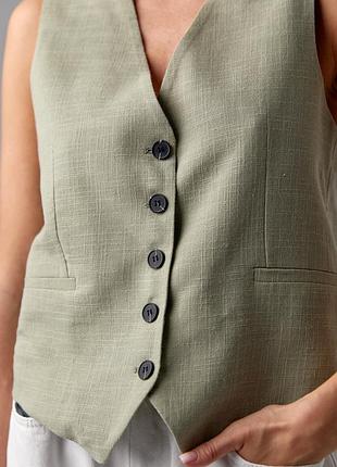 Жіночий костюмний жилет на ґудзиках - хакі цвет, s (є розміри)