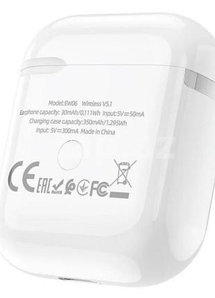 Беспроводные bluetooth наушники hoco ew06 stereo гарнитура (белый)4 фото