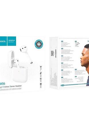 Беспроводные bluetooth наушники hoco ew06 stereo гарнитура (белый)2 фото