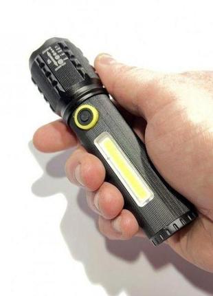 Ліхтарик ручний акумуляторний c71/c81-p50-cob чорний6 фото