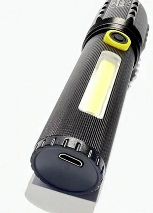 Ліхтарик ручний акумуляторний c71/c81-p50-cob чорний3 фото
