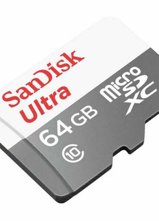 Карта памяти microsdxc sandisk ultra 64gb class 10 a1 (100mb/s) adapter sd sdsqunr-064g-gn3ma