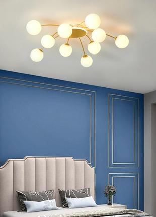 Светодиодная люстра орбита 8618 (золотая) на 10+1 плафонов